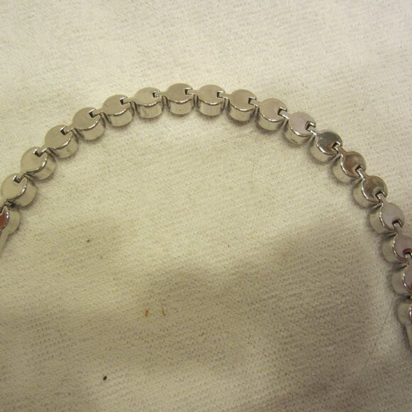 VTG STAINLESS STEEL BRACELET W/MILKY WHITE RHINESTONES - Picture 3 of 6